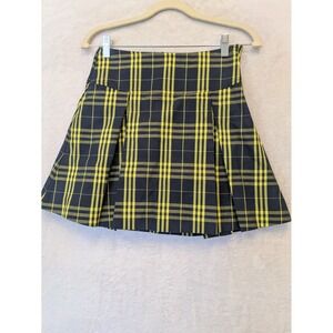 Dennis Girls G10 Plaid Skirt Navy Yellow Pleated A-line Skort School Uniform